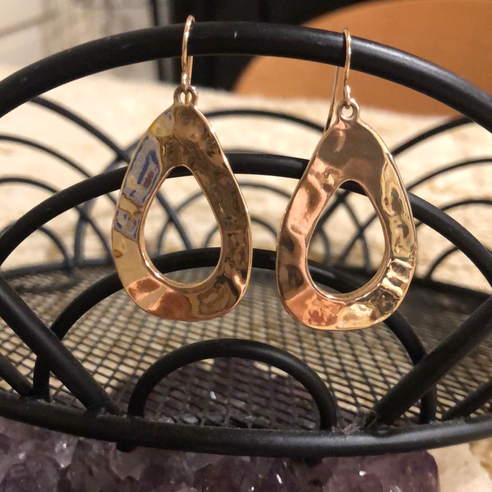 Fashion Gold Toned Drop Oval Pierced Earrings